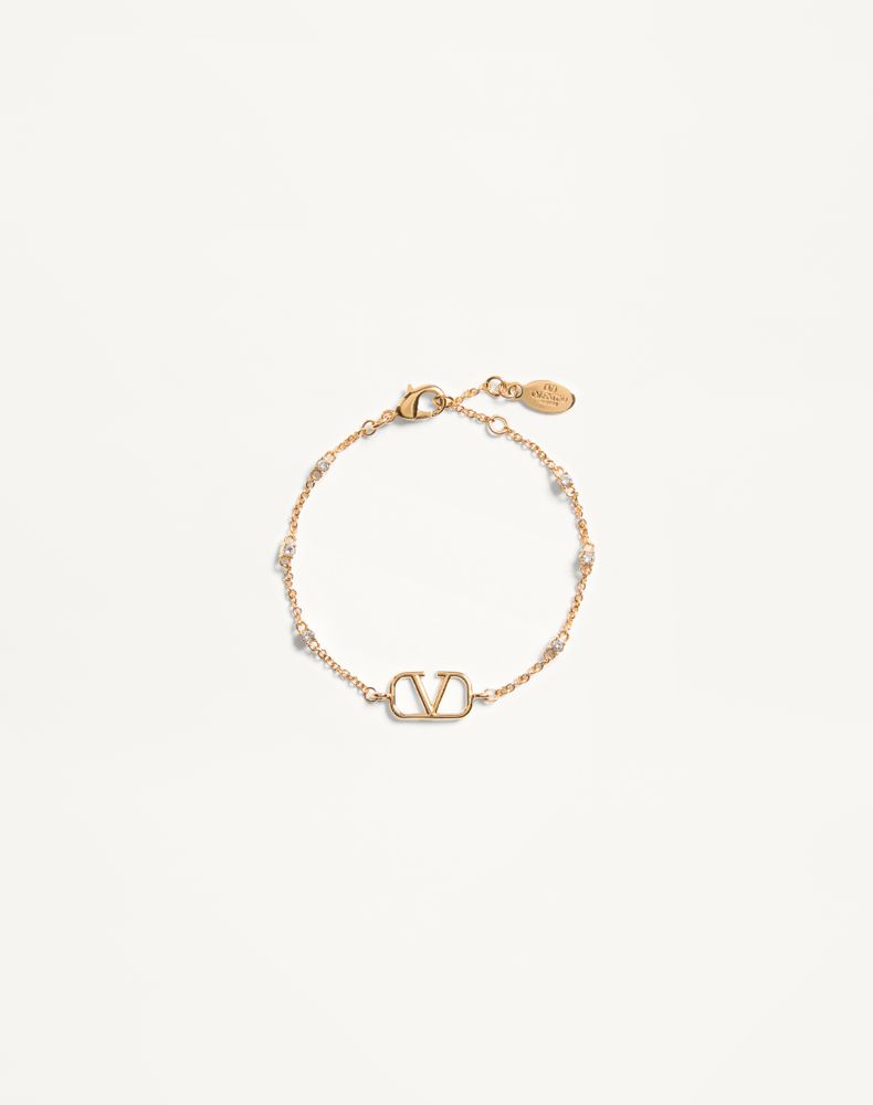 Valentino Garavani Women's Gold Vlogo Signature Metal And Swarovski Crystal Bracelet Woman Uni