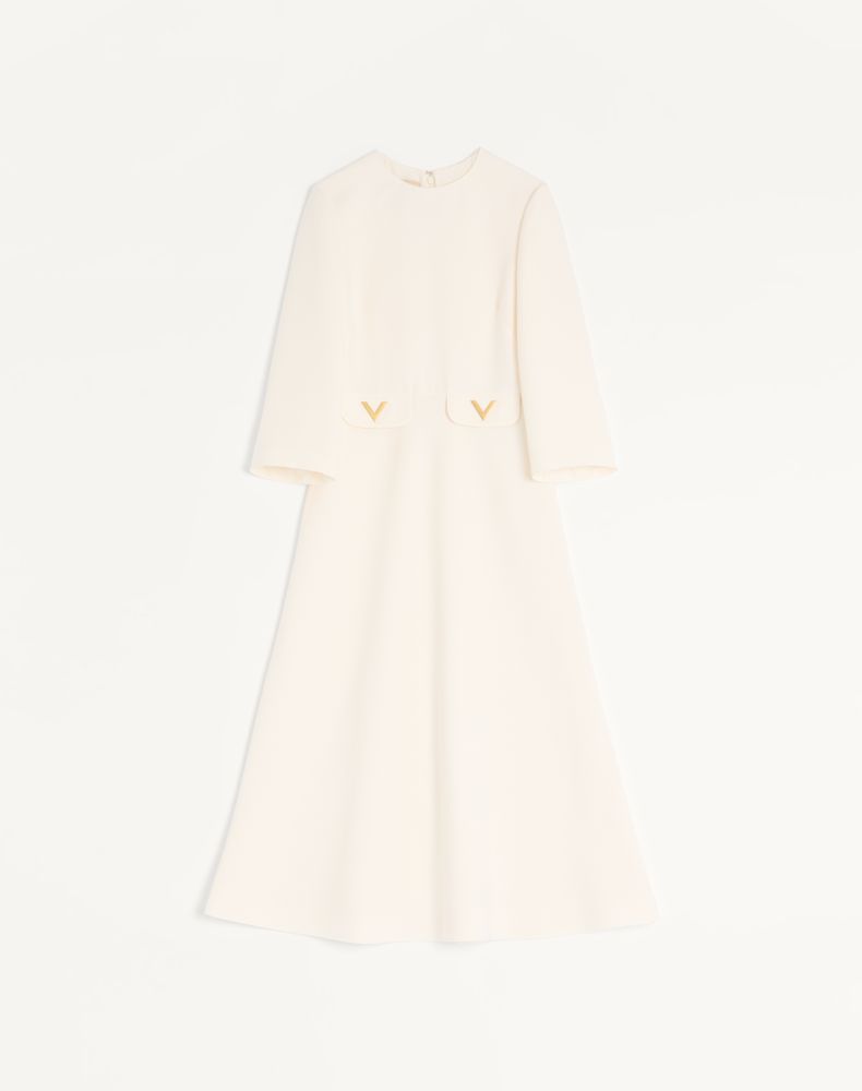 Valentino Women's Ivory Crepe Couture Midi Dress Woman 44