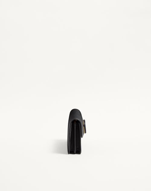 Valentino Garavani - Vlogo Signature Grainy Calfskin Wallet With Chain - Black - Woman - Wallets And Small Leather Goods