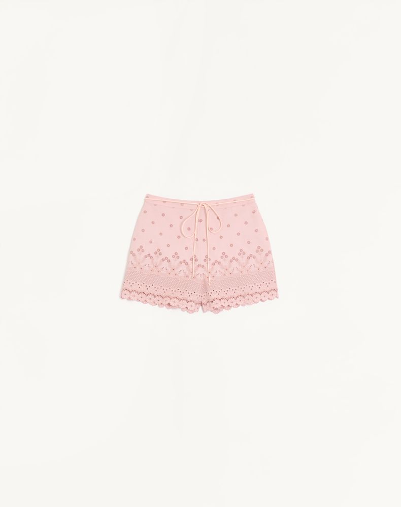 Valentino Women's Pink Sangallo Shorts With Fleur A Jours Daisy Pattern Woman 48