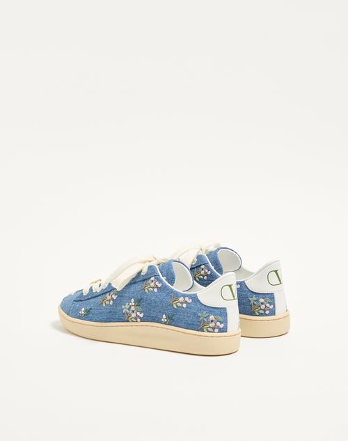 Valentino Garavani - Royco Denim-sneaker Mit Blumenstickerei - Denim - Frau - Sneaker