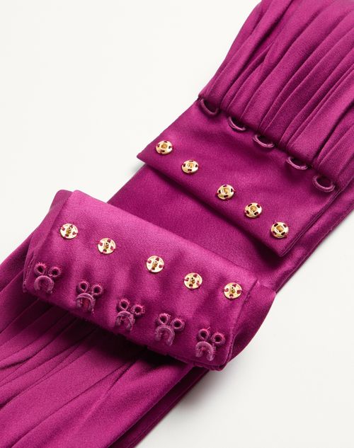 Valentino - Gürtel Aus Satin Cady - Violett - Frau - Gürtel