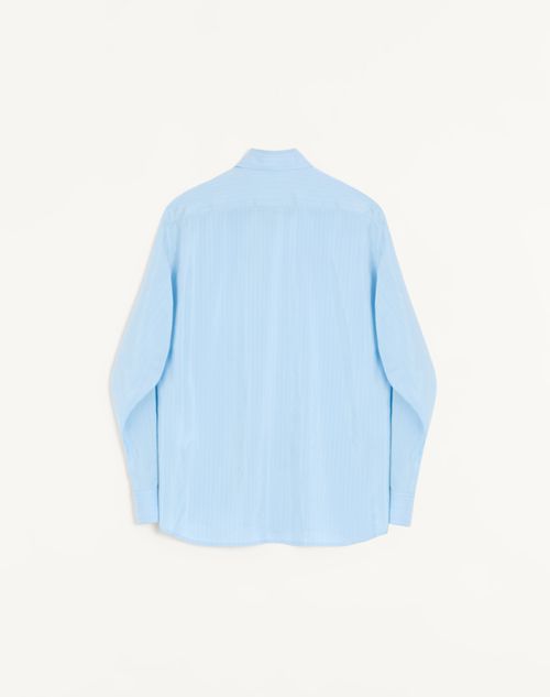 Valentino - Chemise En Soie Rayée Valentino - Bleu D'azur - Homme - Chemisiers