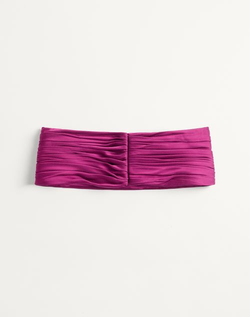 Valentino - Gürtel Aus Satin Cady - Violett - Frau - Gürtel