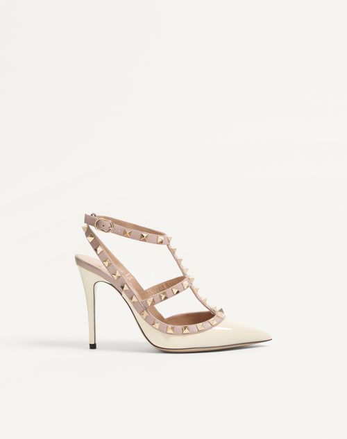 Valentino Garavani - Patent Rockstud Caged Pump 100mm - Ivory/poudre - Woman - Pumps