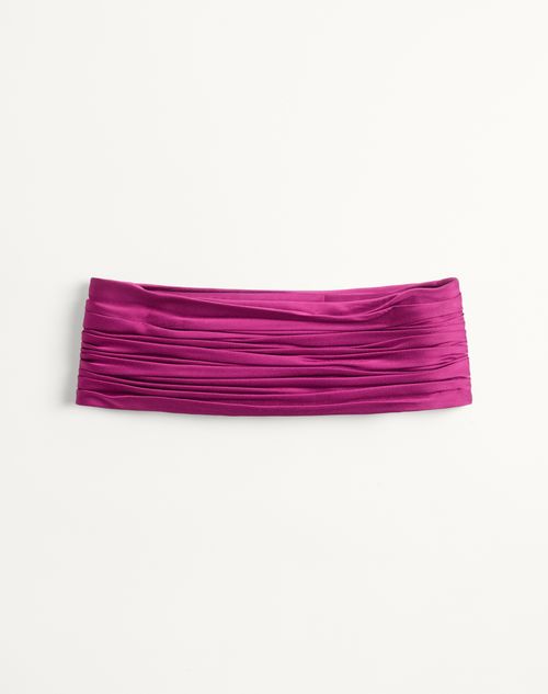 Valentino - Gürtel Aus Satin Cady - Violett - Frau - Gürtel
