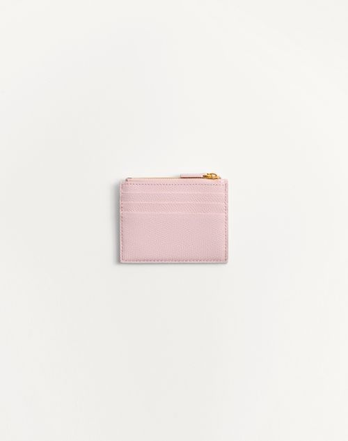 Valentino Garavani - Vlogo Signature Grainy Calfskin Card Holder - Rose Quartz - Woman - Wallets And Small Leather Goods