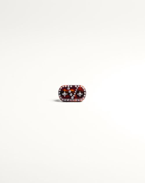 Shop Valentino Garavani Barrette Vlogo Signature En Résine, Métal Et Cristaux Femme Multicolor Uni