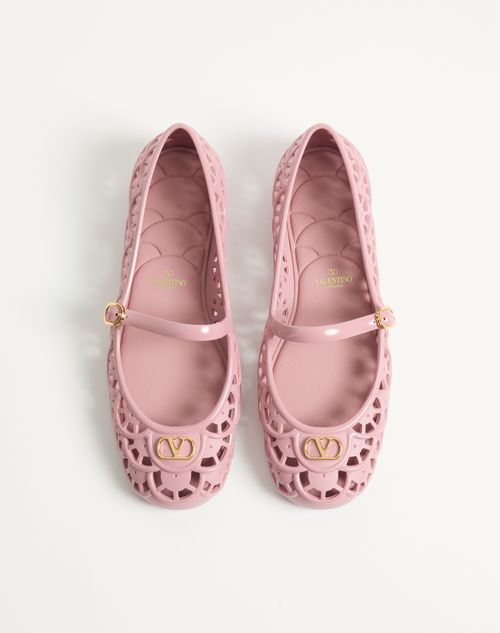 Valentino Garavani - Ondette Rubber Ballerina With Scallop Pattern 05mm - Pink - Woman - Ballerinas