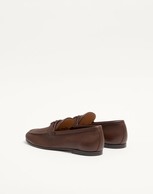Valentino Garavani - Vlogo Signature Deer Leather Loafer - Brown - Man - Loafers And Driver