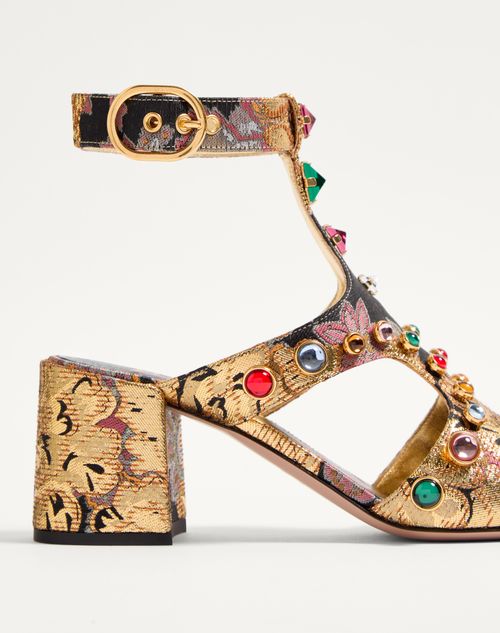 Valentino Garavani - Preshoes Sandal In Apres L'hiver Jacquard Fabric With Crystals 60mm - Multicolour - Woman - Sandals