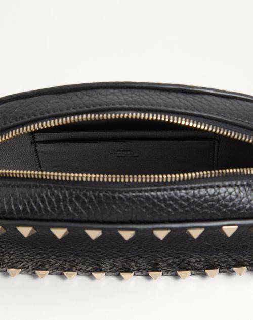 Valentino Garavani - Mini Rockstud Shoulder Bag In Grainy Calfskin - Black - Woman - Clutches