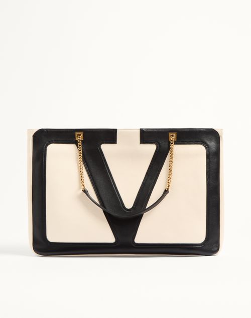 Valentino Garavani Valentino Garavani Viva Superstar Large Nappa Leather Shopping Bag Woman Butter/black Onesize