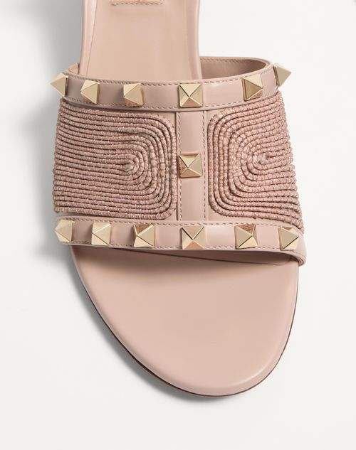 Valentino Garavani - Rockstud Calfskin Sandal With Cornely Embroidery 60mm - Beige Rose - Woman - Sandals