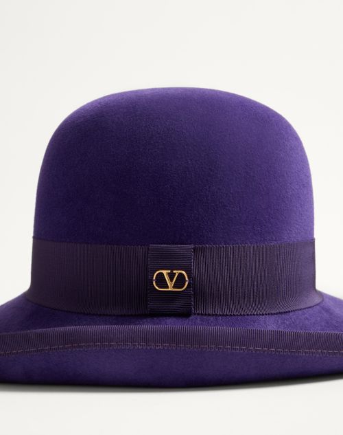 Valentino Garavani - Vlogo Signature Hat In Lapin Fabric - Purple - Woman - Hats And Gloves