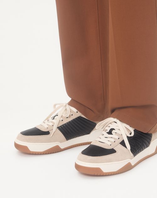 Valentino Garavani - Sparry Trainer In Split Leather And Nappa - Black - Man - Sneakers