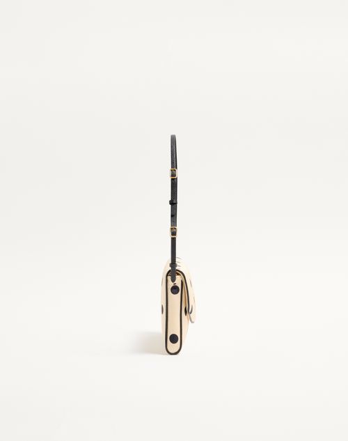 Valentino Garavani - Valentino Garavani Devain Small Shoulder Bag In Moiré Plus De Pois Fabric - Butter/black - Woman - Shoulder Bags