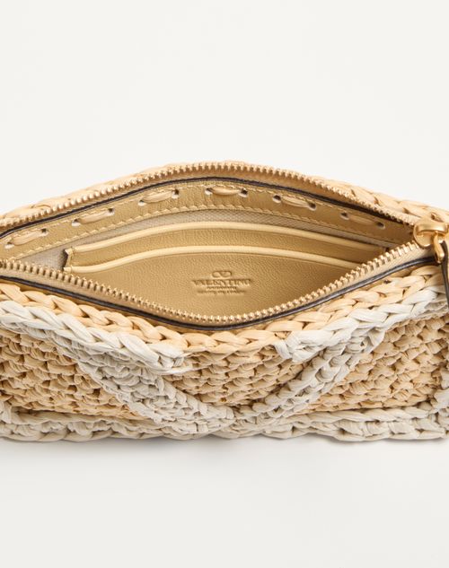 Valentino Garavani - Valentino Garavani Viva Superstar Synthetic Raffia Pouch - Natural/butter - Woman - Clutches