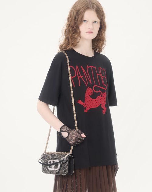 Valentino Garavani - Valentino Garavani Locò Small Embroidered Shoulder Bag With Jewel Logo - Black/silver - Woman - Shoulder Bags