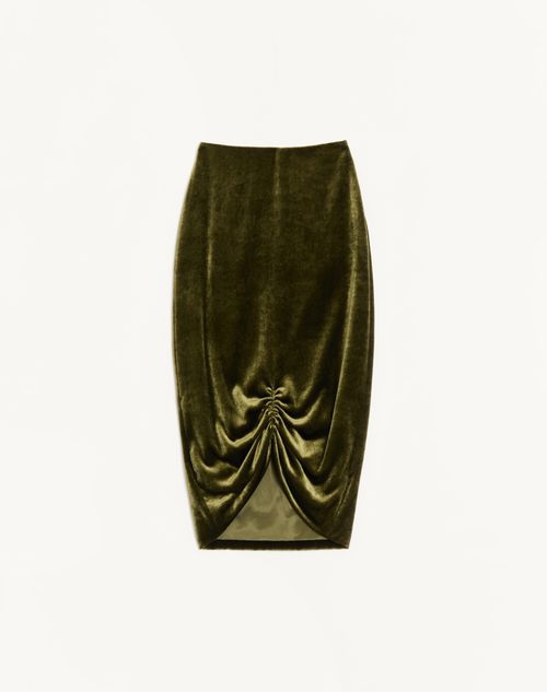 Valentino Velvet Skirt Woman Military Green 42