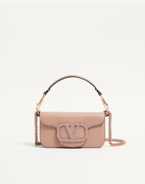 Valentino Garavani Locò Small Shoulder Bag With Jewel Logo Woman Rose Cannelle Un In Brown