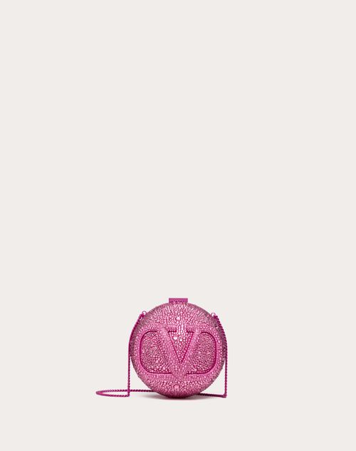Valentino Garavani Vlogo Signature Metal And Swarovski® Crystal Minaudière Woman Pink Pp Uni