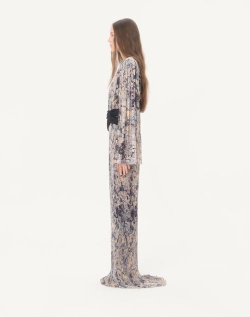 Valentino - Vestido Largo De Pekin Lurex Urbs Mosaïque Con Pliegues - Gris/varios Colores - Mujer - Vestidos De Noche