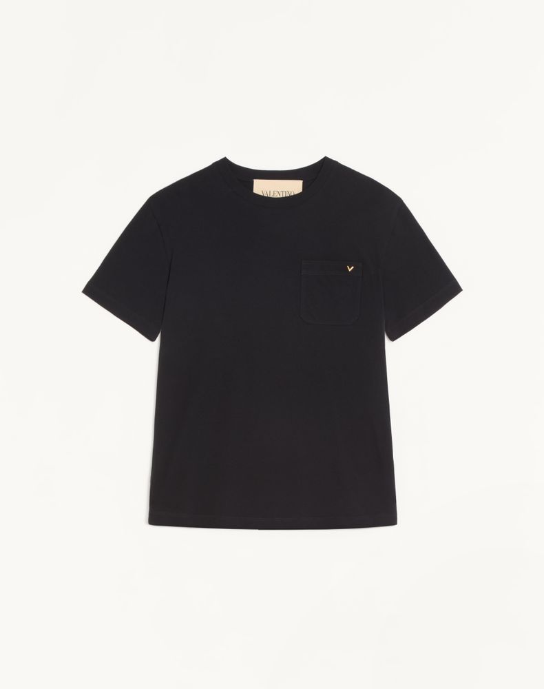 Valentino Men's Black Cotton T-Shirt With Vgold Man Xxl