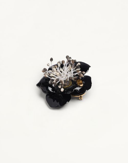Valentino Garavani - Broche Valentino Garavani Fleur Lumineuse En Métal, Ornée D'émail Et De Tissu - Or/noir/multicolor - Homme - Bijoux Et Montres