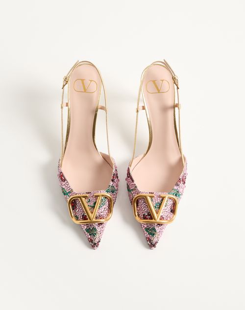 Valentino Garavani - Vlogo Signature Slingback Décolleté With Cherryfic Embroidery 80mm - Multicolour - Woman - Pumps And Slingbacks