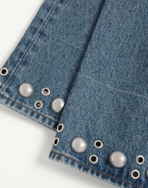 Valentino - Denim Pants With Cabochons - Blue - Man - Denim