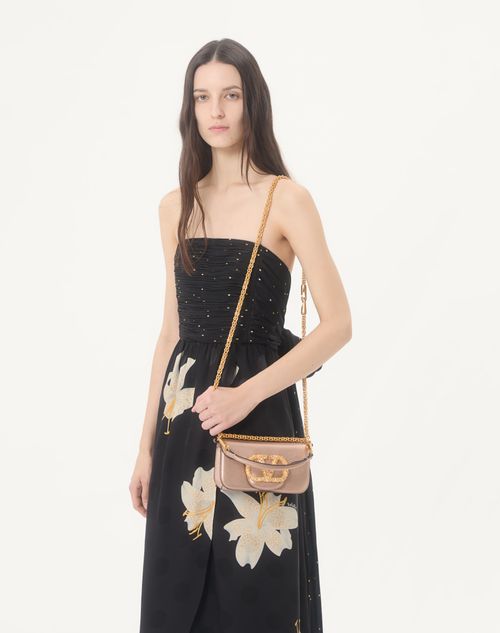 Valentino Garavani - Valentino Garavani Locò Small Shoulder Bag In Laminated Calfskin With Jewel Logo - Rose Cannelle - Woman - Shoulder Bags