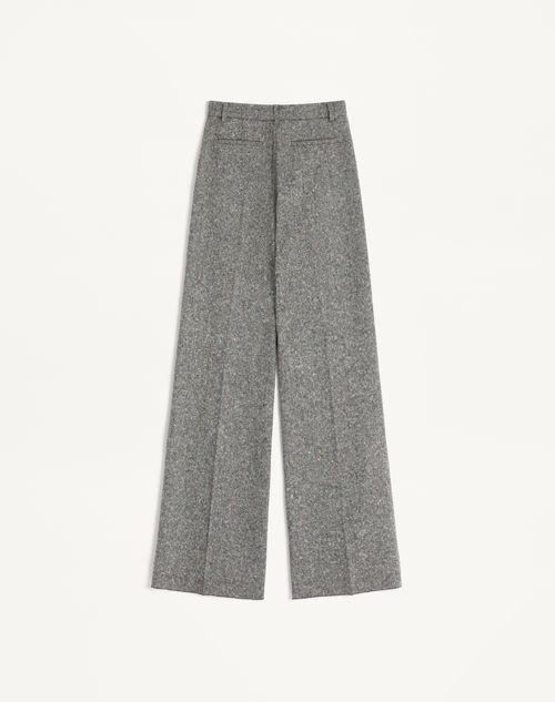 Valentino - Palazzo-hose Aus Natté Buttoned Weave Mit Ausgefranstem Saum - Elfenbein/schwarz - Frau - Hosen Und Shorts