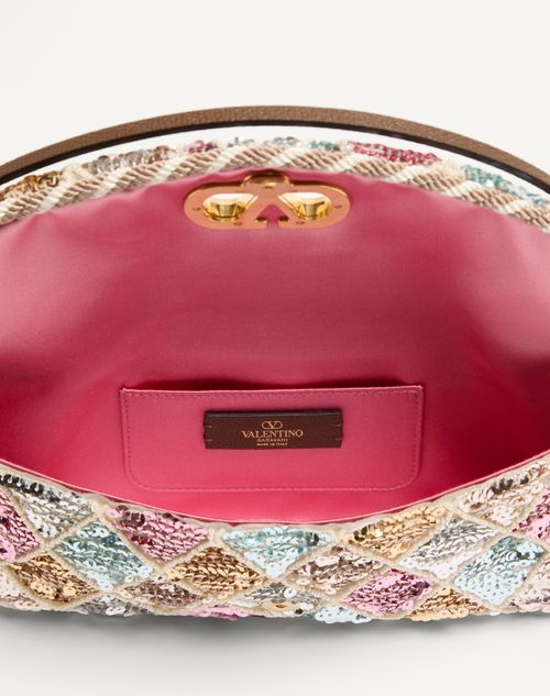 Valentino Garavani - Valentino Garavani Devain Small Shoulder Bag With Rhombelle Embroidery. - Multicolor - Woman - Clutches