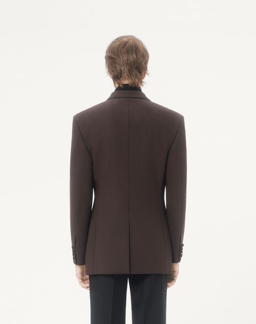 Valentino - Valentino Double-breasted Jacket In Light Double Wool - Dark Brown - Man - Coats And Blazers