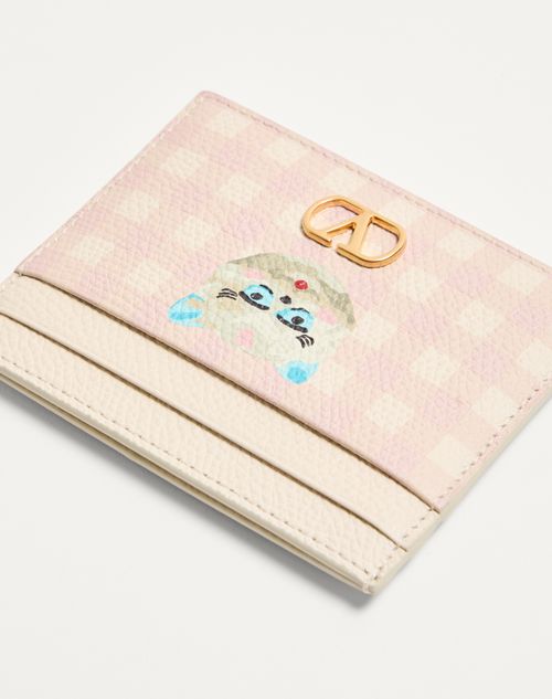 Valentino Garavani - Vlogo Signature Le Chat De La Maison Cardholder In Grainy Calfskin - Pink/ivory - Woman - Wallets And Small Leather Goods