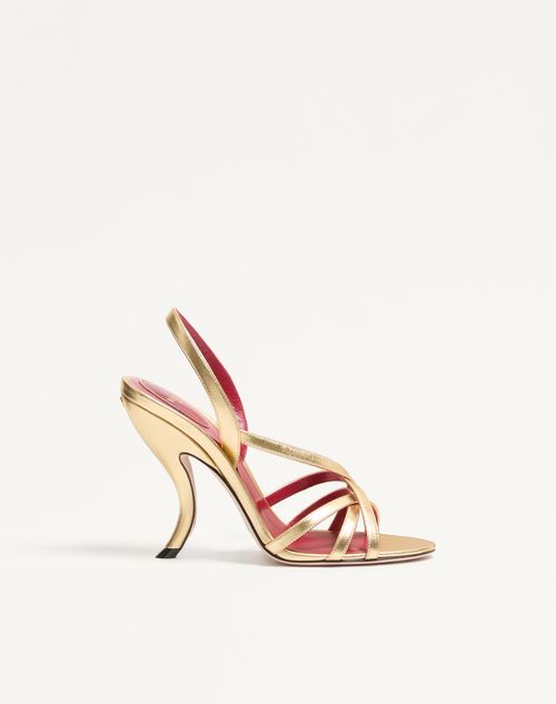 Valentino Garavani - Fetishique Sandal In Laminated Nappa 105mm - Antique Brass - Woman - Sandals