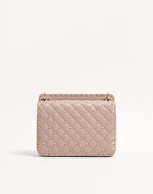 Valentino Garavani - Medium Nappa Rockstud Spike Bag - Poudre - Woman - Shoulder Bags