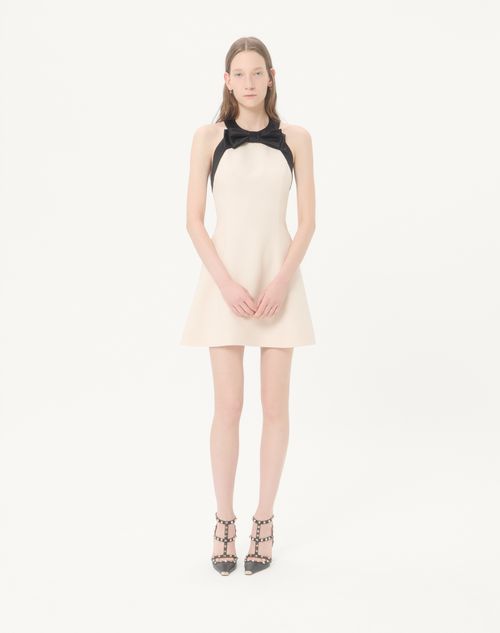 Valentino - Abito Corto In Crepe Couture - Vaniglia/nero - Donna - Abiti