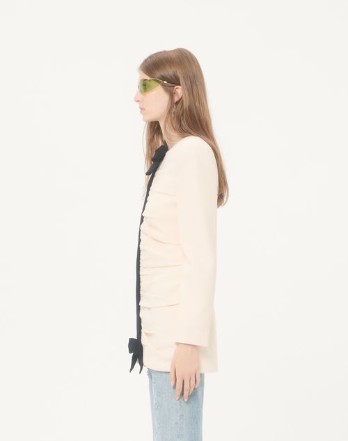 Valentino - Crispy Light Wool Jacket - Vanilla/black - Woman - Jackets And Blazers