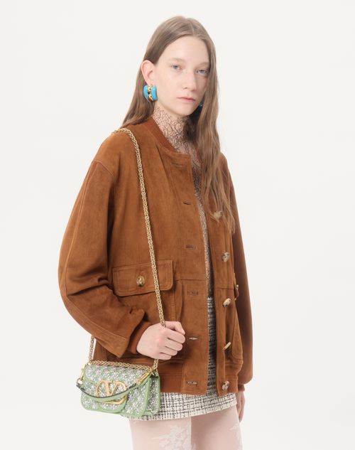 Valentino Garavani - Valentino Garavani Locò Small Embroidered Shoulder Bag - Mint/crystal - Woman - Shoulder Bags