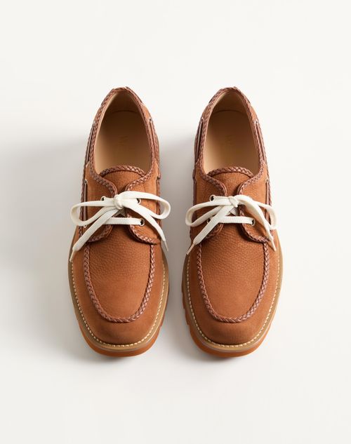 Valentino Garavani - Palm Avenue Deerskin Suede Boat Shoe - Tobacco - Man - Loafers And Driver