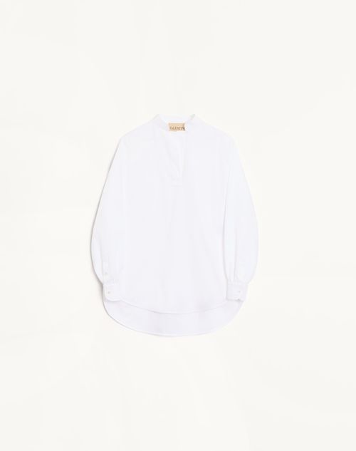 Valentino - Cotton Popeline Top - White - Woman - Shirts And Tops