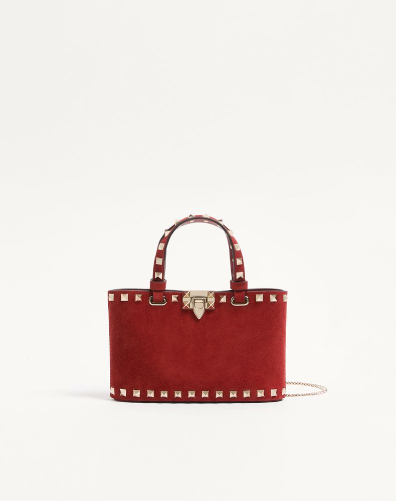 Valentino Garavani Women's Red Rockstud Mini Suede Shopping Bag Woman Uni