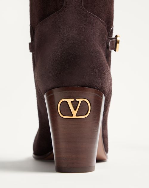 Valentino Garavani - Pattie Crust Leather Boot 75mm - Brown - Woman - Boots