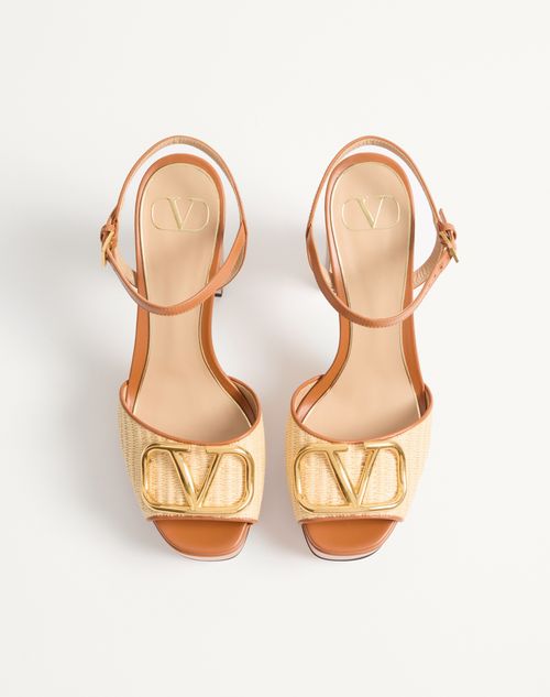 Valentino Garavani - Vlogo Signature Platform Sandal In Raffia 115mm - Beige - Woman - Sandals