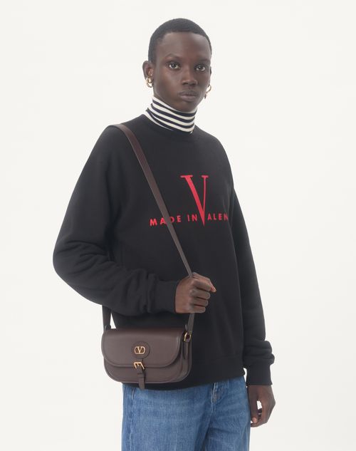 Valentino - Valentino Cotton Crewneck Sweatshirt With Made In Valentino Print - Black/red - Man - Tshirts And Sweatshirts