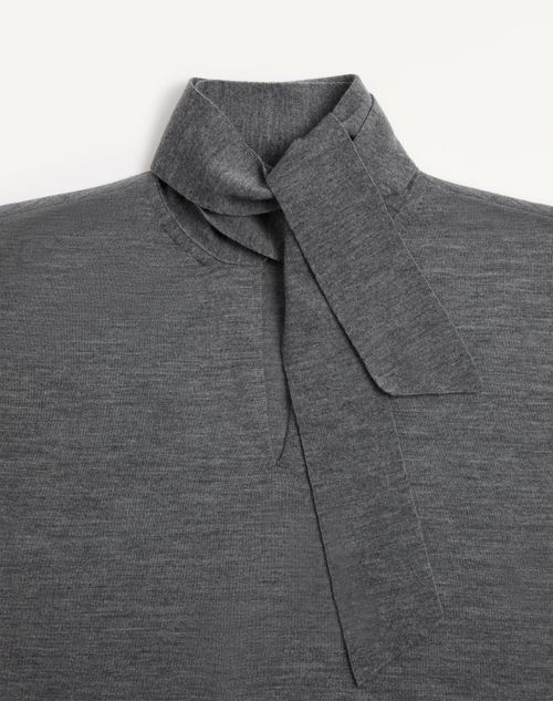 Valentino - Wool Sweater With Scarf - Grey - Woman - Knitwear