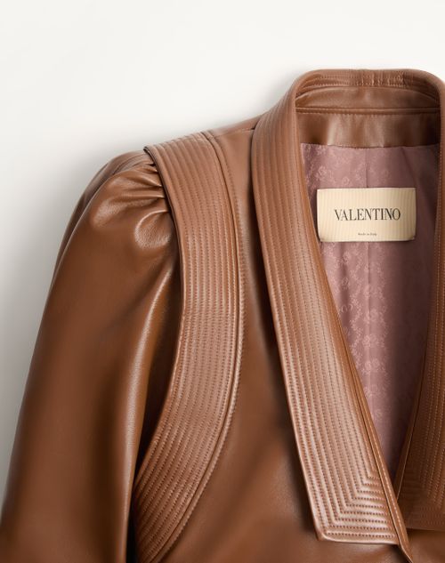 Valentino - Nappa-lederjacke - Naturfarben - Frau - Jacken Und Mäntel