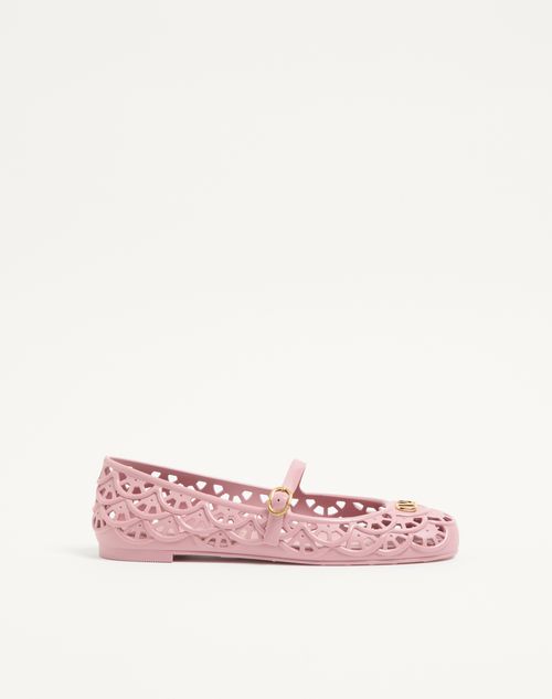 Valentino Garavani - Ondette Rubber Ballerina With Scallop Pattern 05mm - Pink - Woman - Ballerinas